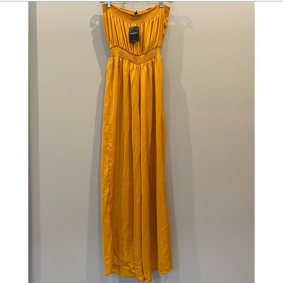 NWT Forever 21 Mustard/Gold Tube Jumpsuit - Picture 6 of 10